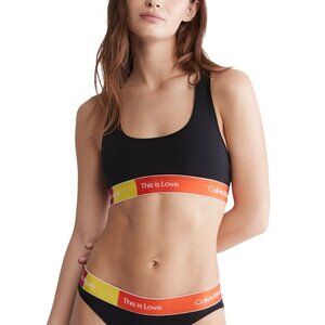 Calvin Klein Women's This Is Love Unlined Cotton Bralette, Black, Size L, NWT